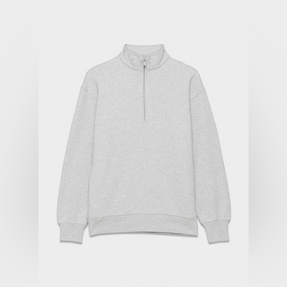 Aritzia TNA Cozy Fleece 1/4 Zip Sweatshirt Heather Chrome - Picture 1 of 8